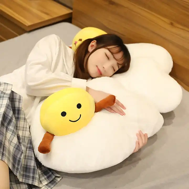 Wholesale New Design Stuffed Animal Toy Fried Egg Plush Soft Toy Animals Throw Pillow 1
