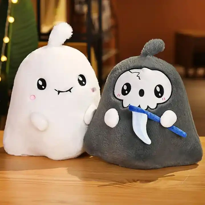 Halloween Cartoon Kawaii Cute Skull Grim Reaper Plush Toys Ghost Cushion Die Doll Decor Christmas Gift 1