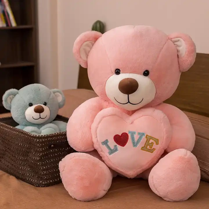 Custom 45cm 90cm 180cm valentine plush giant Teddy bear hold love heart i love you toy boy and girl gift teddy skin 1