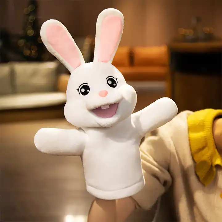 35cm Rabbit Bunny Animal Hand Puppets Plush Toy Birthday Party Supplies For Storytelling Teaching Role-Play Gifts 4