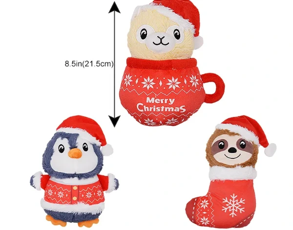 Famipet Custom Wholesale New Cute Christmas Animals Design Soft Stuffed Squeaky Dog Toy Pet Plush Toy for Dog 1