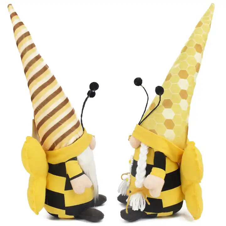 16 Inch Honeybee Yellow Summer Festival Ornament Cuddly Scandinavian Tomte Felt Bee Gonk Gnomes with Wing Decor 3