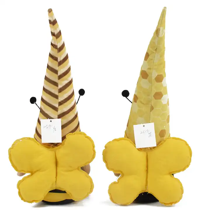 16 Inch Honeybee Yellow Summer Festival Ornament Cuddly Scandinavian Tomte Felt Bee Gonk Gnomes with Wing Decor 2