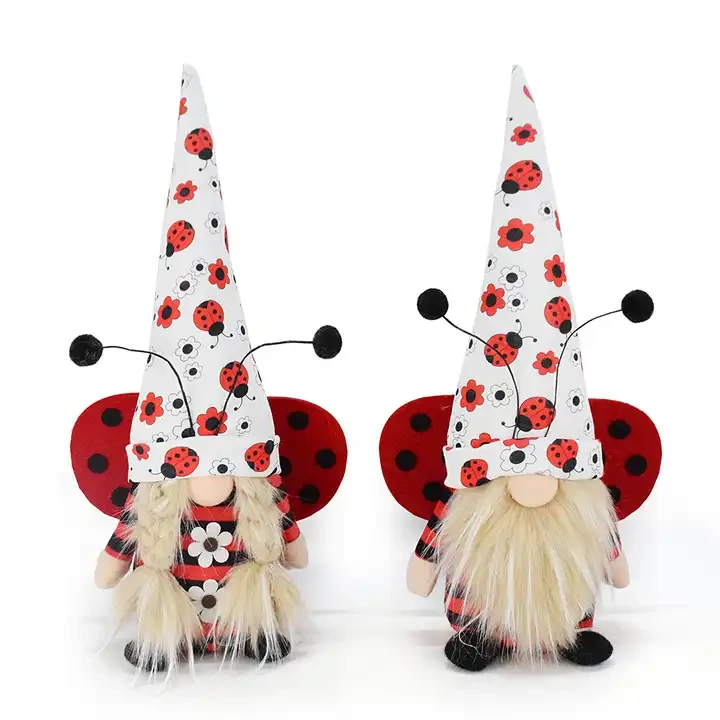 Handmade Spring Summer Farmhouse Household Ornament Tiered Tray Decor Gonk Ladybird Ladybug Gnomes 1