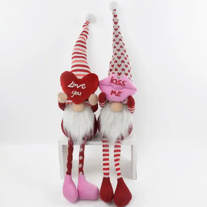 Valentine's Day Felt Gnome Gift Shelf Sitter Sitting Gnome Ornament Hold Heart With LOVE U Words 2