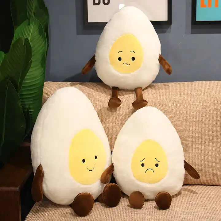 Wholesale Hot Kawaii Cartoon Mood Egg Pillow Soft Egg Plush Boiled Egg Toys 1