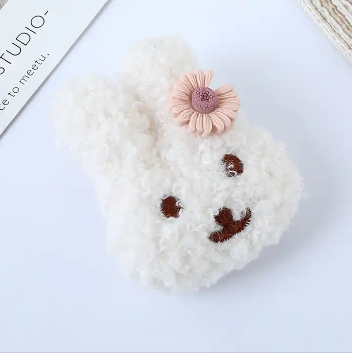 Lovely White Plush Blush Bunny Brooches For Women Man Couple Plush Kawaii Rabbit Party Accessories 4
