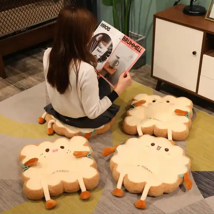 Cartoon Cute Toast Plush Bread Soft Stuffed Food Pillow Plush Toys Petal Toast Cushion For Office Chair Seat 5
