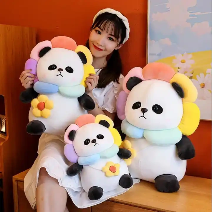 Sunflower Panda Plush Toy Children Girl Gift Cute Doll Sleeping Pillow Hugs Stuffed Animal Toys 1