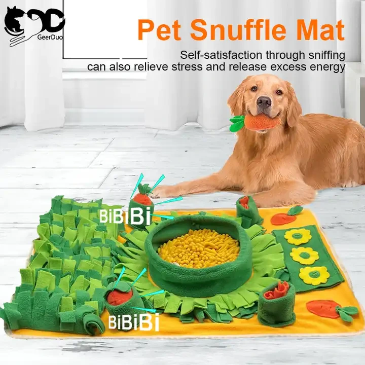 Geerduo ODM OEM Wholesale Durable Washable Polar Fleece Smell Training Pet Dog Slow Feeder Snuffle Sniffing Mat Carrot T 1