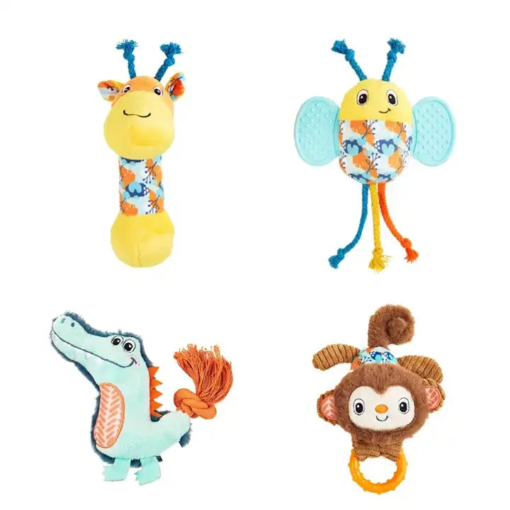 Rain Forest Friends dog toy Built-in sounder Soft quality plush Pull interaction Clean oral hygiene 1