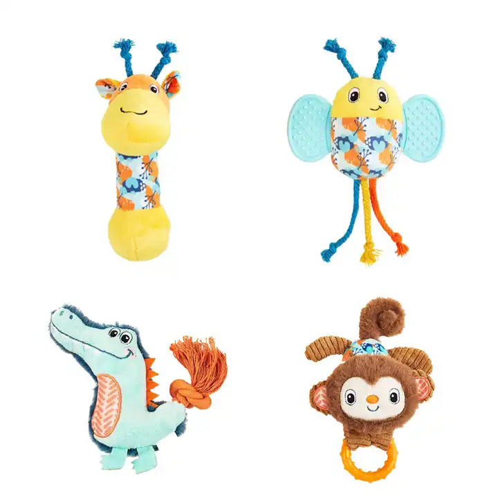 Rain Forest Friends dog toy Built-in sounder Soft quality plush Pull interaction Clean oral hygiene 2