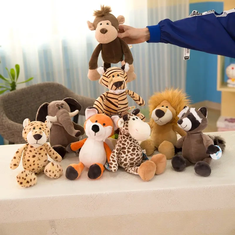 Wholesale Factory Custom Jungle Tiger Forest Animal Toys Soft Stuffed Fox Raccoon Giraffe Elephant Plush Toy 1