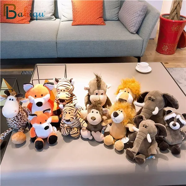 Wholesale Factory Custom Jungle Tiger Forest Animal Toys Soft Stuffed Fox Raccoon Giraffe Elephant Plush Toy 2