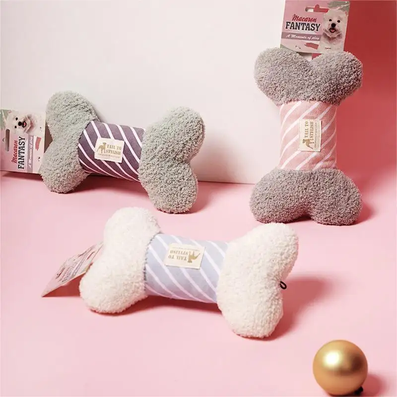 2023 Custom Durable Pet Dog Chewing Squeaky Toy Bone Shape Dog Squeaker Chew Bones Toys For Dog Puppy Teething 2