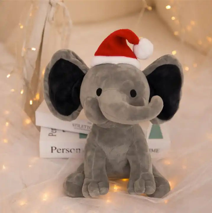 25cm Christmas Elephant Plush Toy Cute Elephant Toy With Hat Stuffed Animal Xmas gifts 3