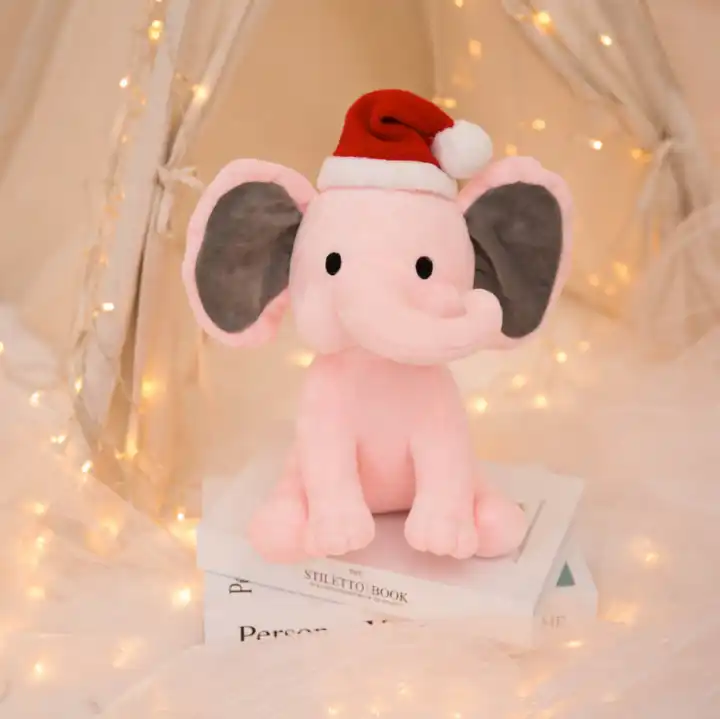 25cm Christmas Elephant Plush Toy Cute Elephant Toy With Hat Stuffed Animal Xmas gifts 4