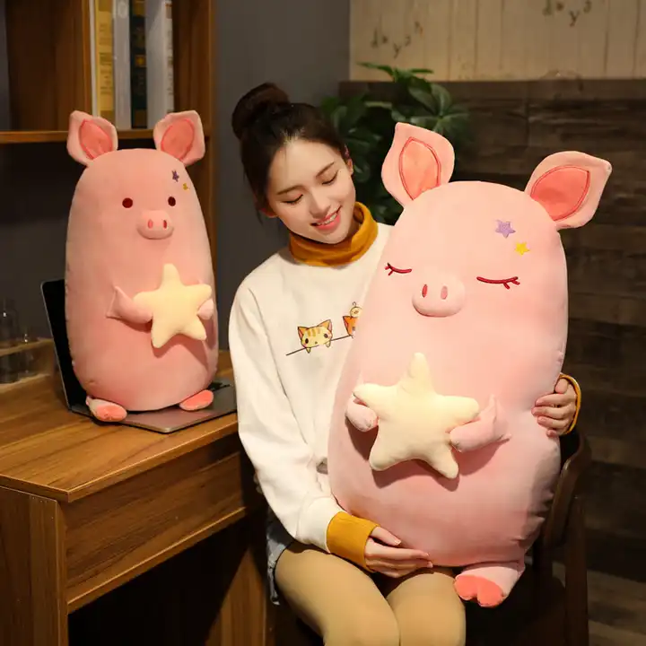 New Design Stuffed Animal Toys Pink Star Pig Stuffed Plush Fortune Pig Toy 4