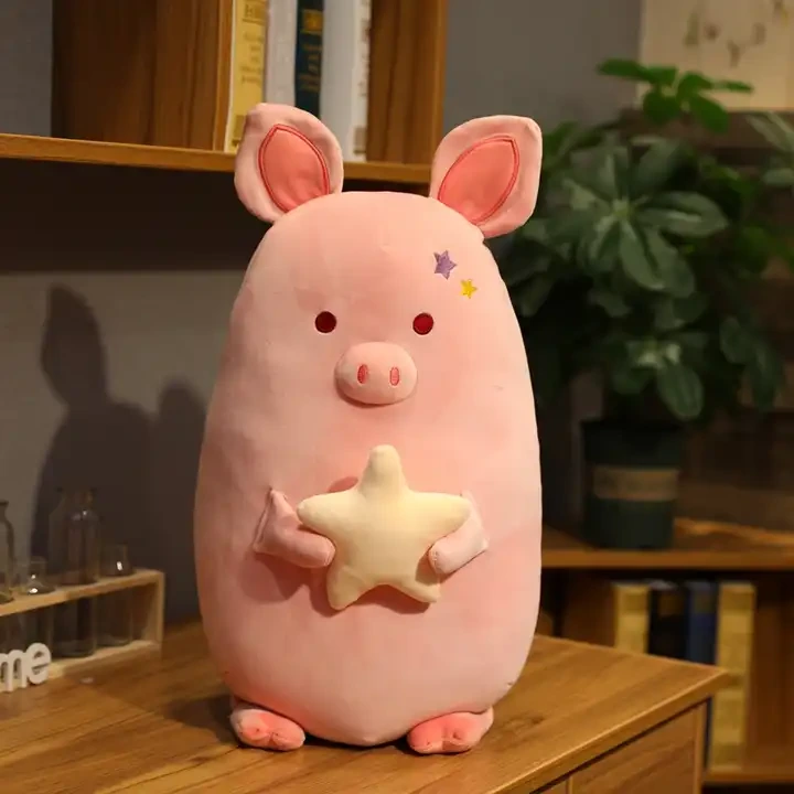 New Design Stuffed Animal Toys Pink Star Pig Stuffed Plush Fortune Pig Toy 1