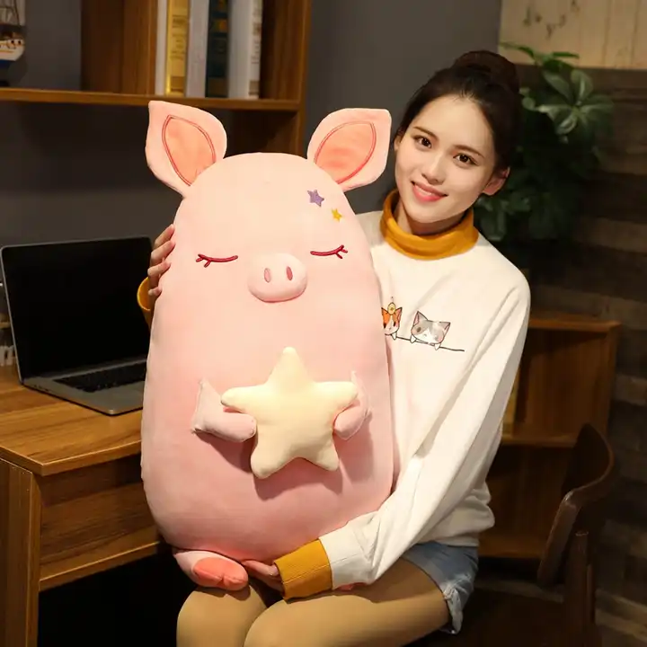 New Design Stuffed Animal Toys Pink Star Pig Stuffed Plush Fortune Pig Toy 3