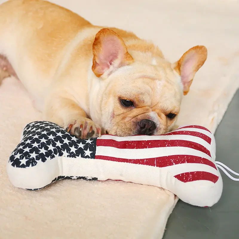 OEM Logo Printing 25cm Big Bone Shaped Dog Toy Plush Squeaker Plush Pet Toy Bone Wholesale Dog Pet Toy 1