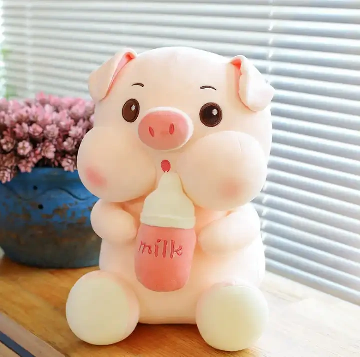 Milk Bottle Cute Soft Pig Doll Kawaii Plush Toy Creative Cartoon Pig Doll Large Sleeping Pillow Stuffed Toys 1