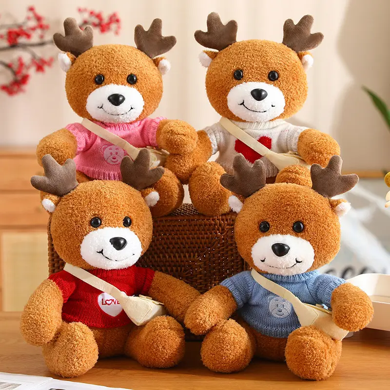 A New Sweatered Elk Doll Plush Toy as a Christmas Gift for Children 2