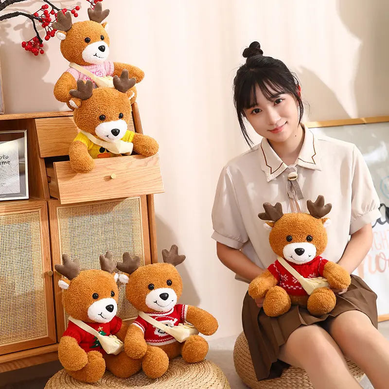 A New Sweatered Elk Doll Plush Toy as a Christmas Gift for Children 3
