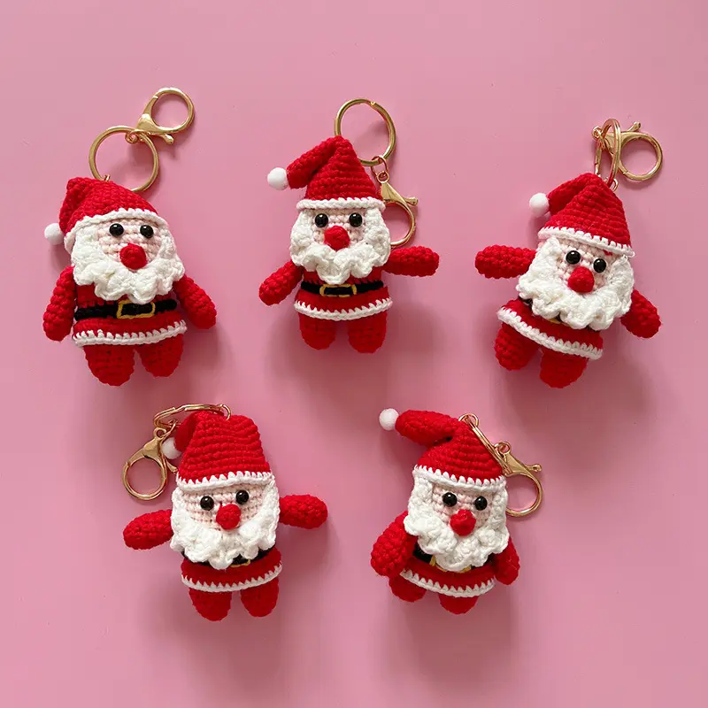 Christmas Handwoven Santa Claus Keychain Woolen Doll Gift Bag Pendant Christmas supplies 2