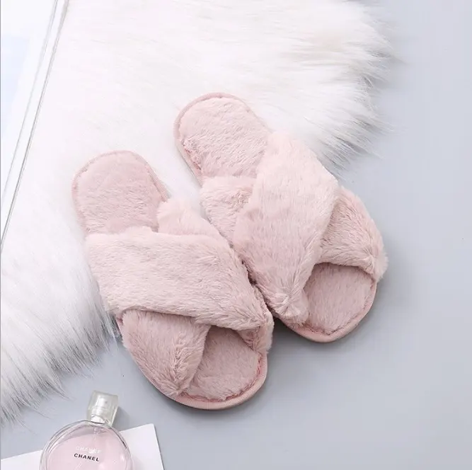 PP Cotton hotsale fashion children soft fox fur plush winter indoor women indoor slipper 2