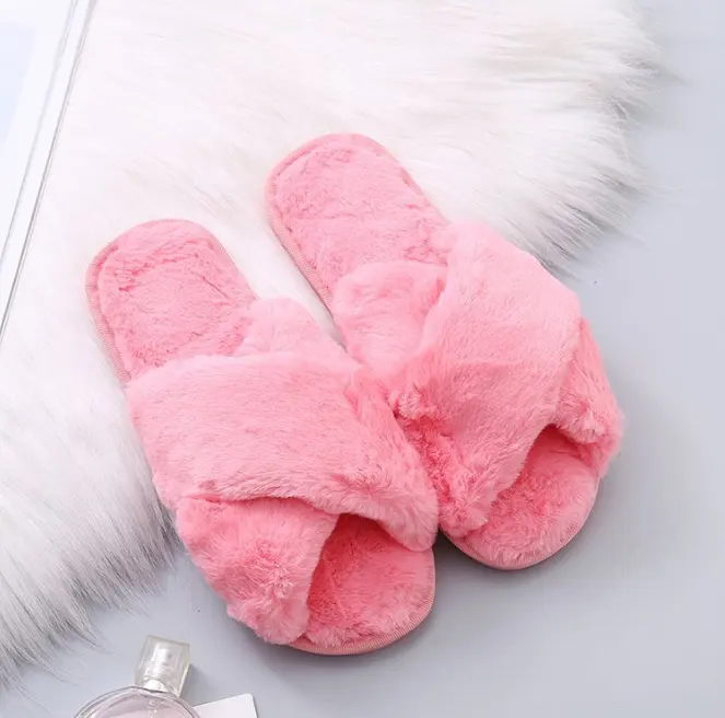 PP Cotton hotsale fashion children soft fox fur plush winter indoor women indoor slipper 3