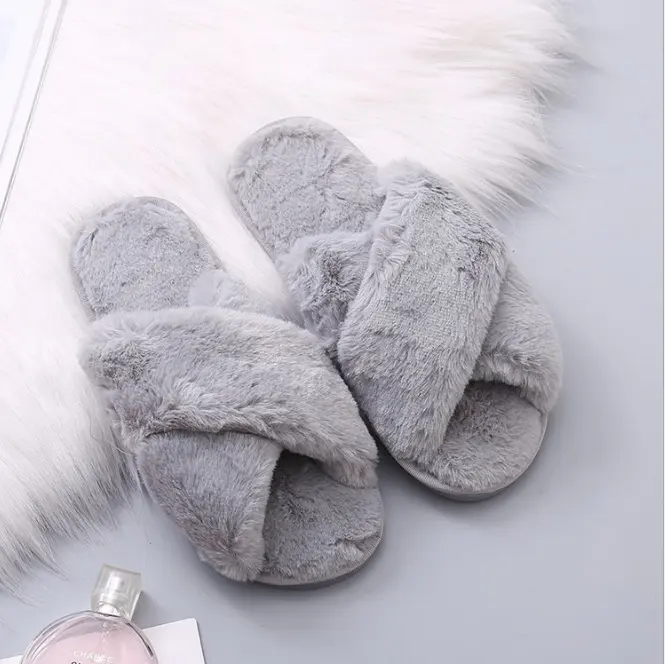 PP Cotton hotsale fashion children soft fox fur plush winter indoor women indoor slipper 4