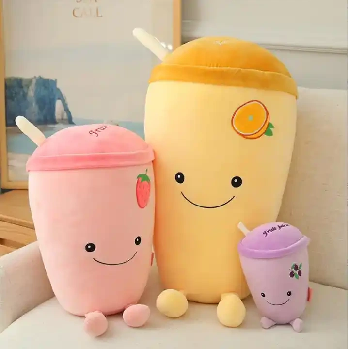 Soft Creative Milk Tea Fruit Plush Toys Stuffed Boba Pillow For Sofa Cushion Simulation Cute Fruit Doll Gifts 1