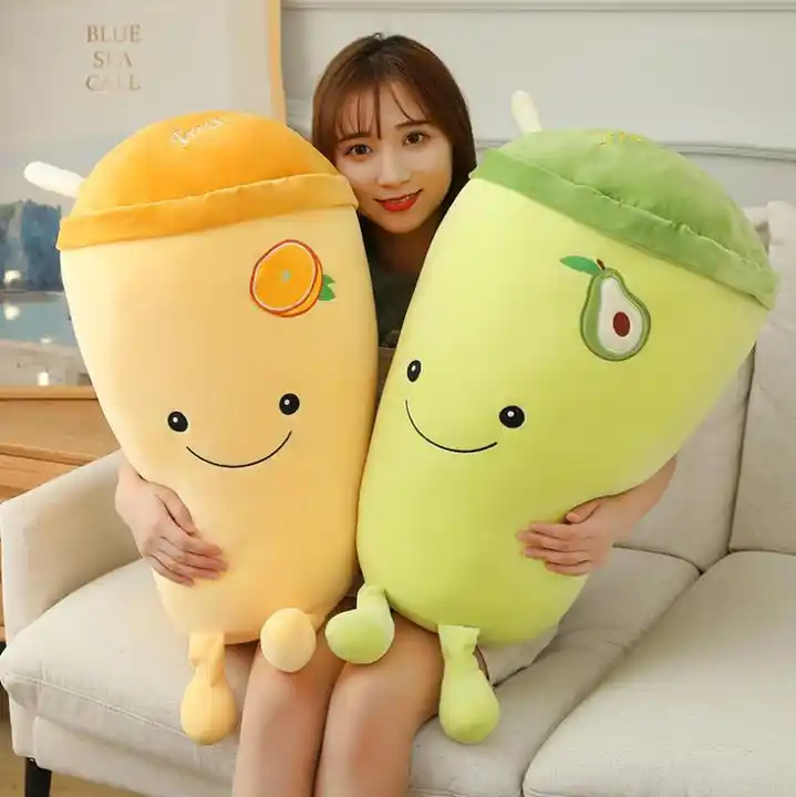 Soft Creative Milk Tea Fruit Plush Toys Stuffed Boba Pillow For Sofa Cushion Simulation Cute Fruit Doll Gifts 4
