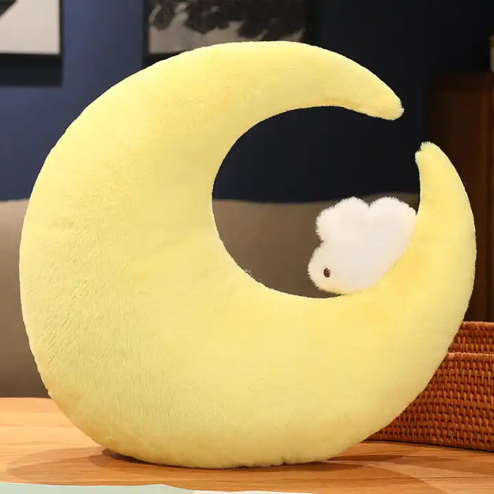 New Design Stuffed Plush Pillow Moon Shape With Star Wind Home Decoration Soft Pillow Toy Gift For Kids 3