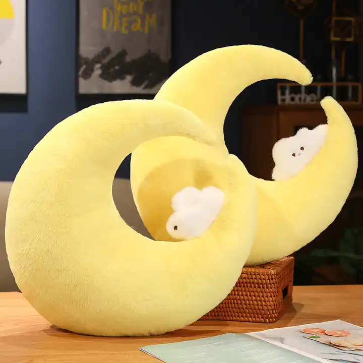 New Design Stuffed Plush Pillow Moon Shape With Star Wind Home Decoration Soft Pillow Toy Gift For Kids 4