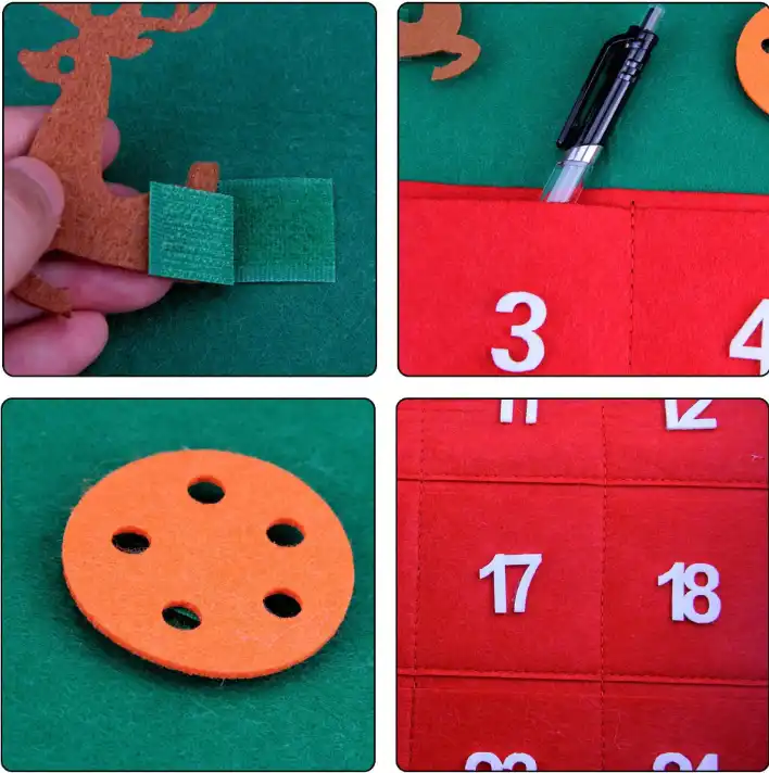 DIY Christmas Tree Advent Felt Calendar Christmas Decorations Outdoor Calendar With Pockets 5