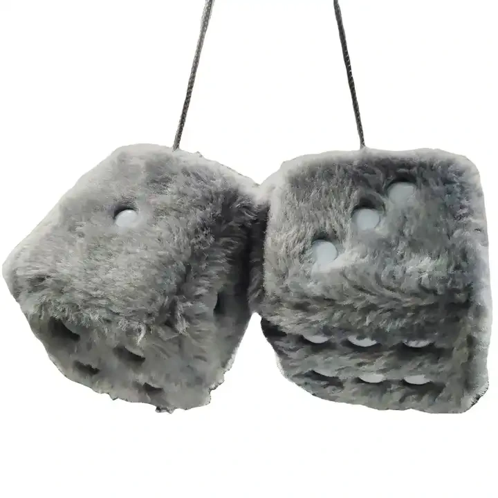Wholesale Hanging Fluffy Furry Dice Car Hanging Retro Square Stuffed Plush Doll Car Ornament 1