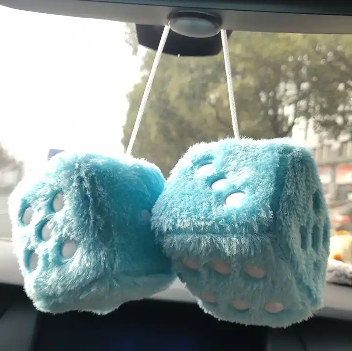 Wholesale Hanging Fluffy Furry Dice Car Hanging Retro Square Stuffed Plush Doll Car Ornament 5