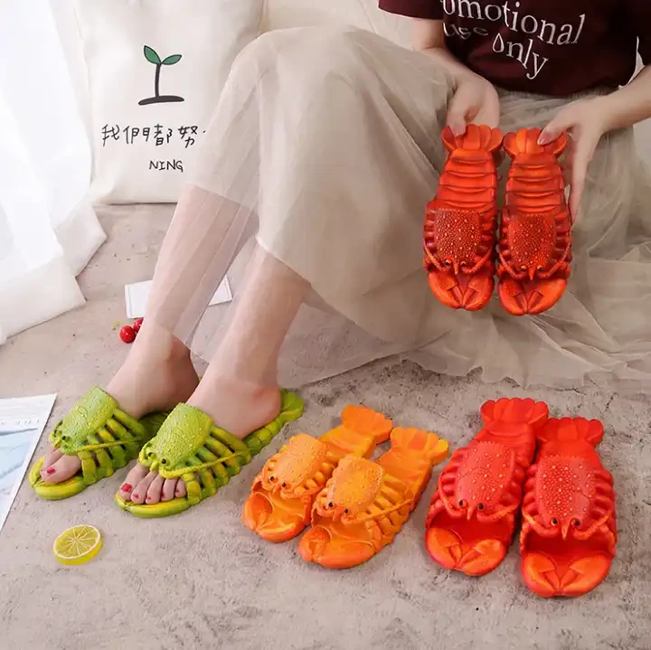 Funny Lobster Slippers Men Casual Slides Animal Fishing Flops For Women Unisex Summer Beach Sandals Shoes 1