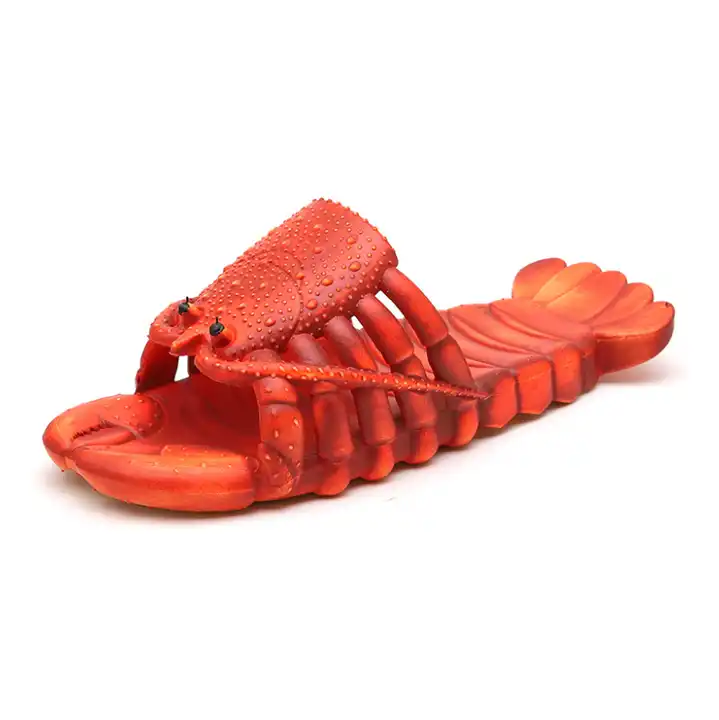 Funny Lobster Slippers Men Casual Slides Animal Fishing Flops For Women Unisex Summer Beach Sandals Shoes 6