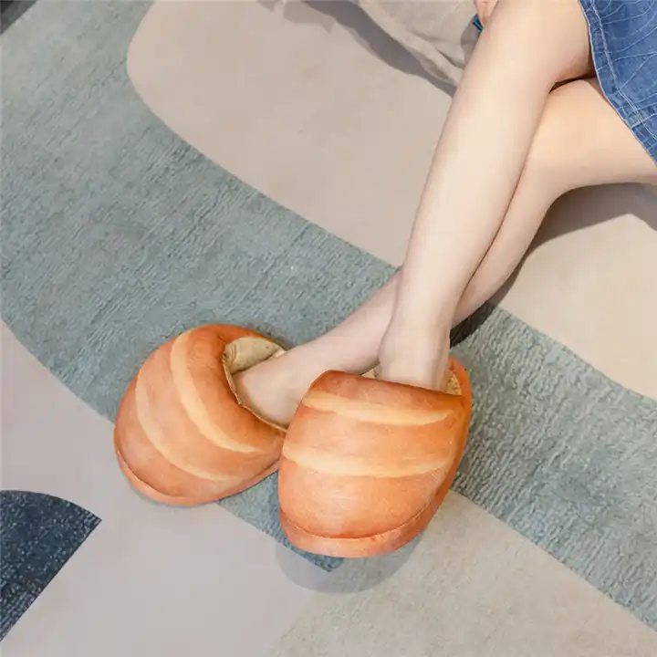 Hot Sale Bread Slippers Stuffed Food Slippers Lovely Cute Household Decoration For Family Kids 4