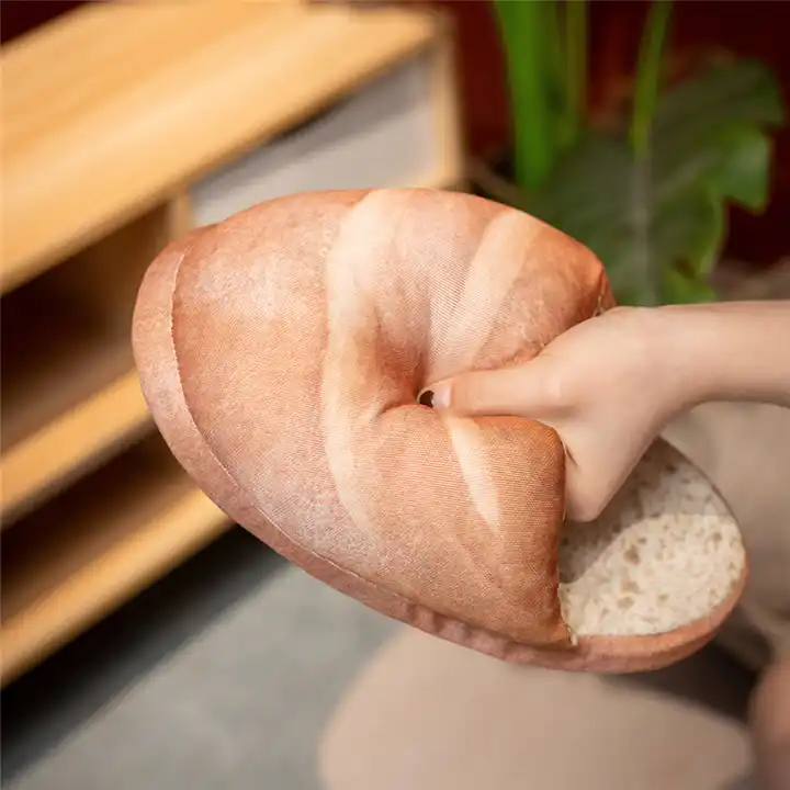 Hot Sale Bread Slippers Stuffed Food Slippers Lovely Cute Household Decoration For Family Kids 5