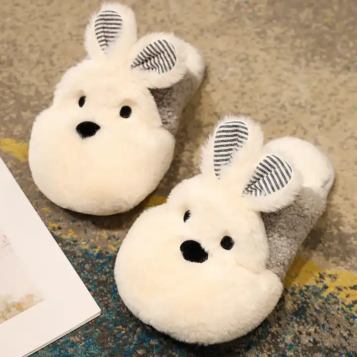 Wholesale New Design Popular Rabbit Slippers Plush Warm Cotton Home Plush Animal Slipper 3