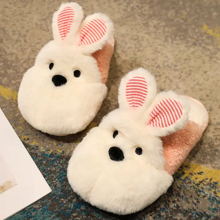 Wholesale New Design Popular Rabbit Slippers Plush Warm Cotton Home Plush Animal Slipper 5