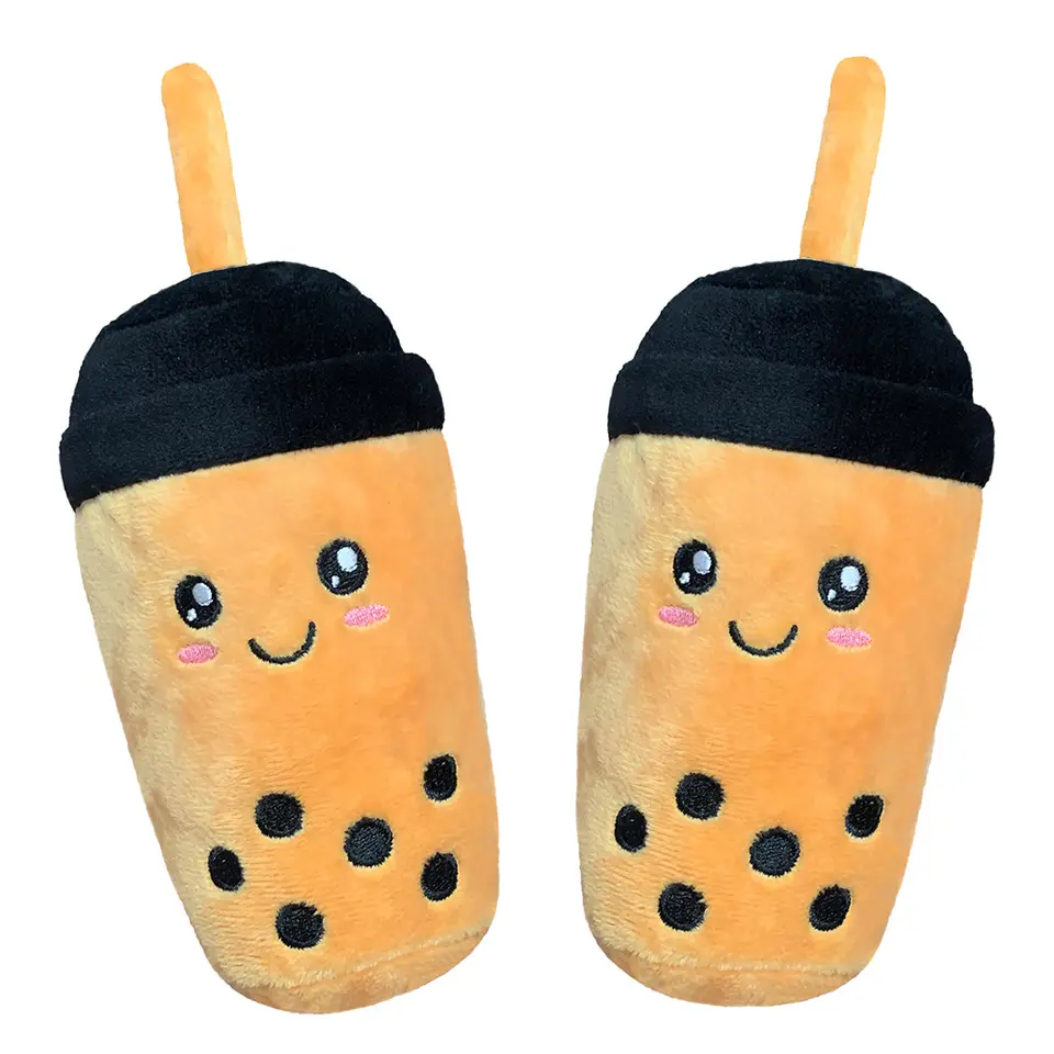 New Design Boba Squeaker Pet Hamburger Plush Pet Toys 3