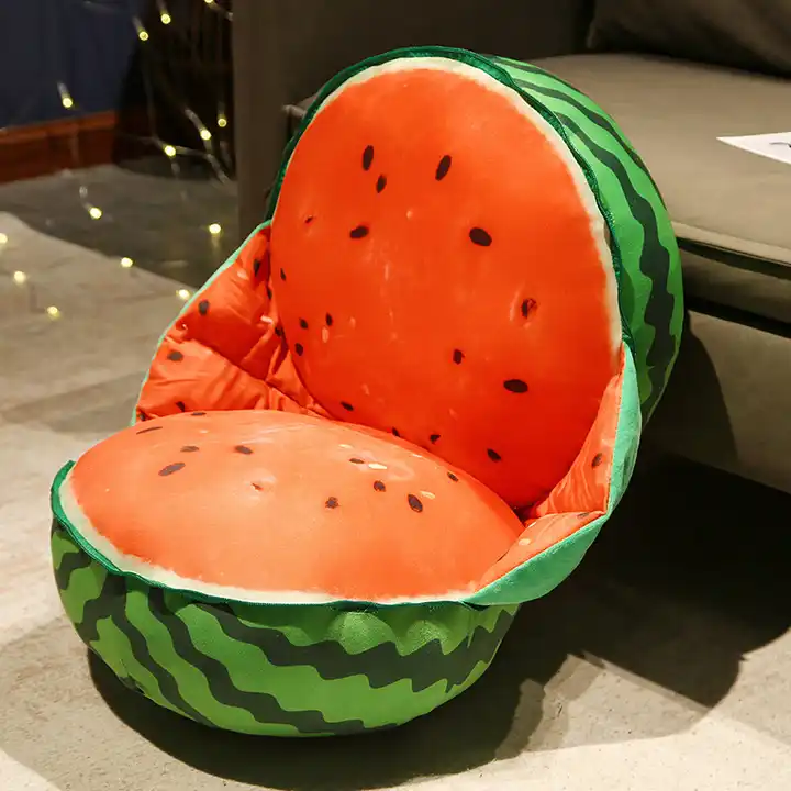 Hot Sale 3D Fruit Round Cushion Pillow Watermelon Plush Pillow Cushion1 2