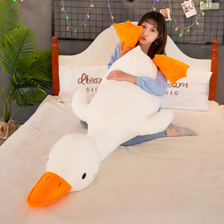 New Funny Sand Big Size Duck Plush Toy Doll White Goose Toys Soft Sleeping Goose Plush Pillow Cushion 5