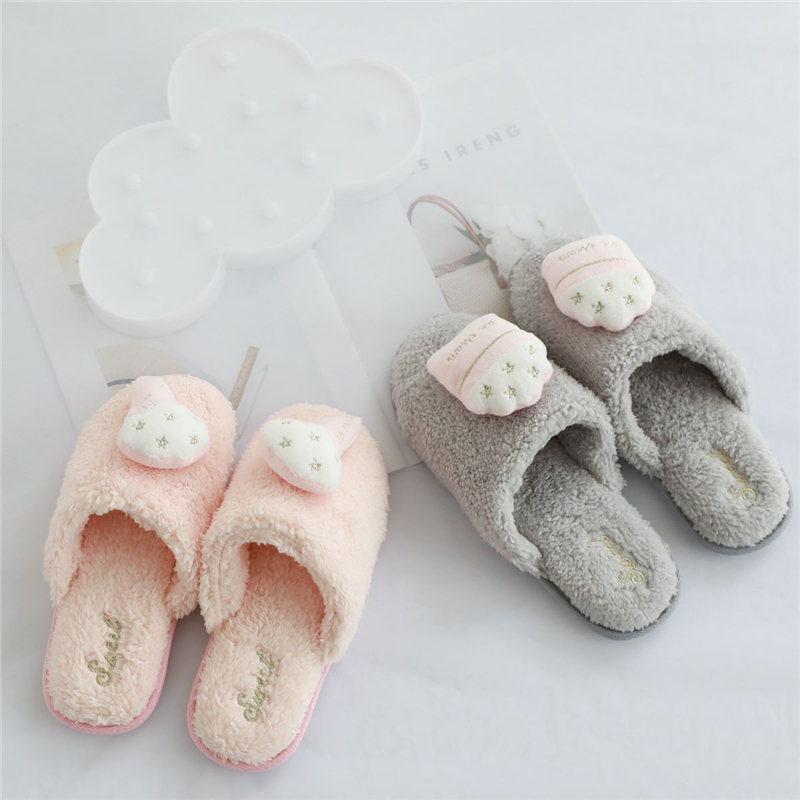 Lovely Woman Girls Cute Ice Cream Plush Winter Warm Home Indoor Slipper 4