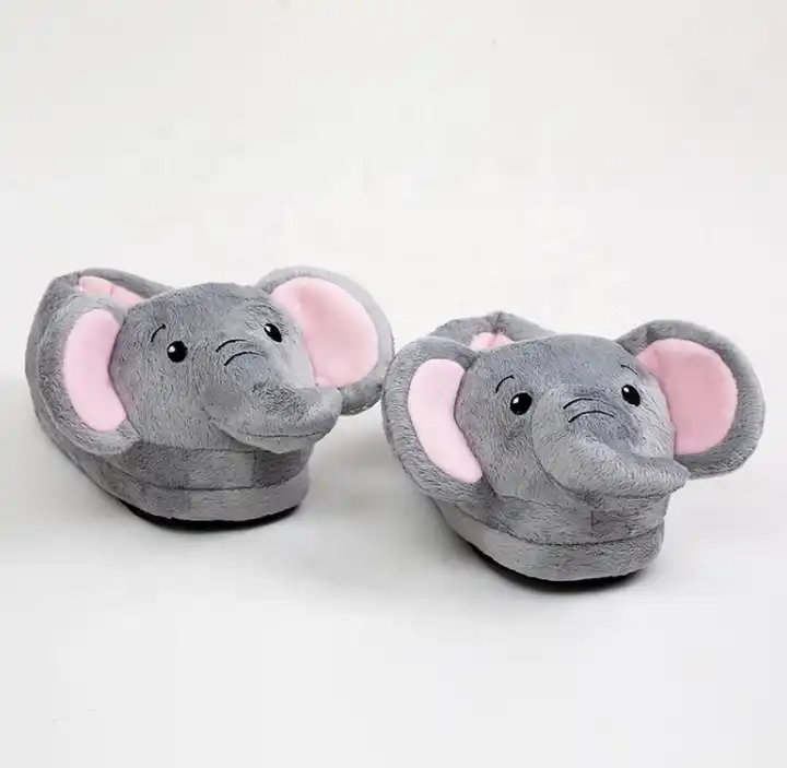 Kawaii Dids Winter Indoor Slippers Custom Cartoon Elephant Plush Slippers 5
